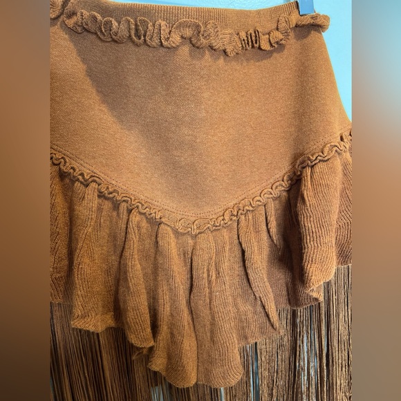 Free People Understated Leather Cabaret Cowboy Knitted Ruffles Skirt M/L - Picture 6 of 8